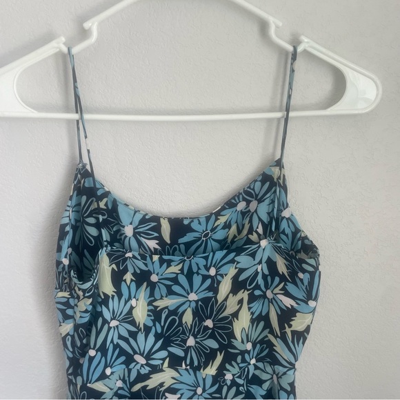 Express Floral Mini Dress Blue Black Spaghetti Strap Y2K Women Size 2 - Picture 8 of 11
